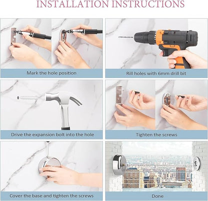 Clothes Line Retractable Clothesline of 304 Stainless Steel with Heavy Duty Adjustable Stainless Steel Wire Rope Retracting Clothes line Polished Chrome Finished