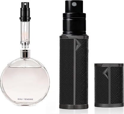 AB00BK 5ml Leather Perfume Atomiser Refillable, Bottom Fill Perfume Bottle, Portable and Leak-proof Suitable for Women and Men (AB00BK 5ml)