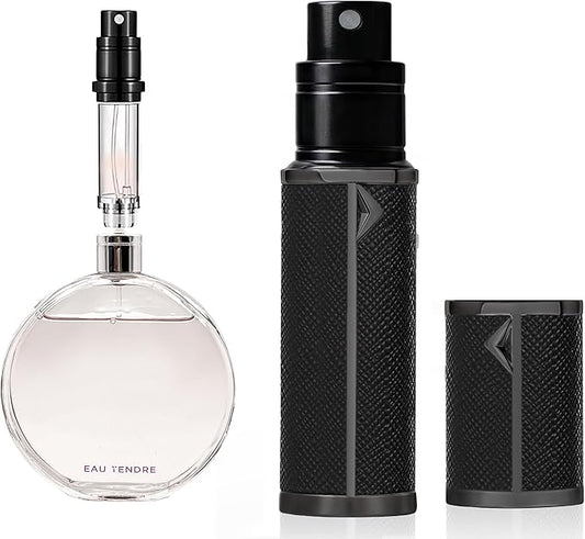 AB00BK 5ml Leather Perfume Atomiser Refillable, Bottom Fill Perfume Bottle, Portable and Leak-proof Suitable for Women and Men (AB00BK 5ml)