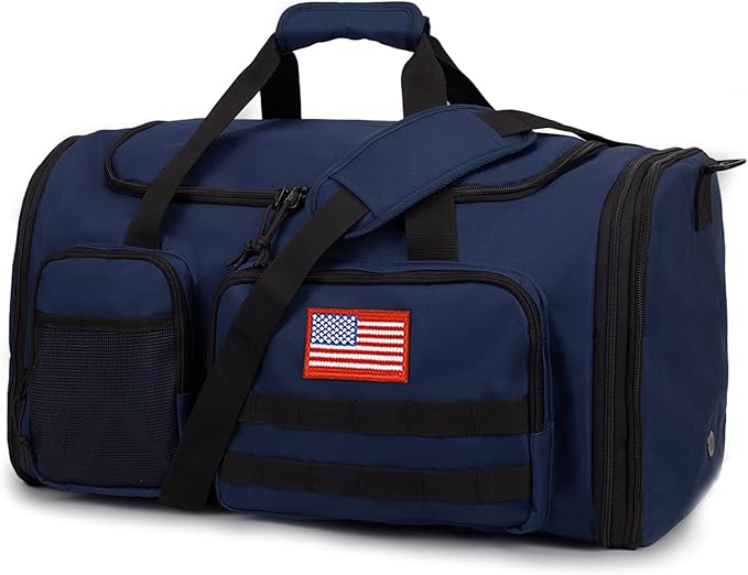 Tactical Duffle Bag For Travel Expandable 52L Large Duffle Bag For Men Gym Duffel With Wet Pocket Multi-Functional Carry On Bags Weekender Overnight Bag Organizer Duffel Bag For Travel