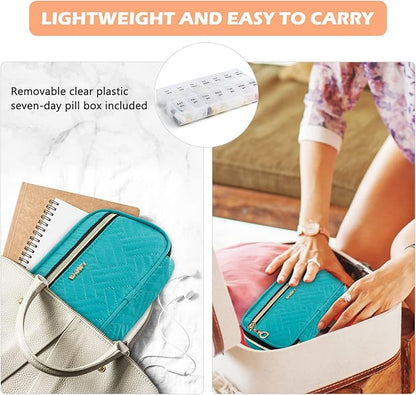 BAGSFY Pill Organizer Case 2 Times a Day- Weekly Medicine Organizer Travel Pill Box with Removable 7 Day Medicine Case Container for Fish Oil, Vitamin, Supplement