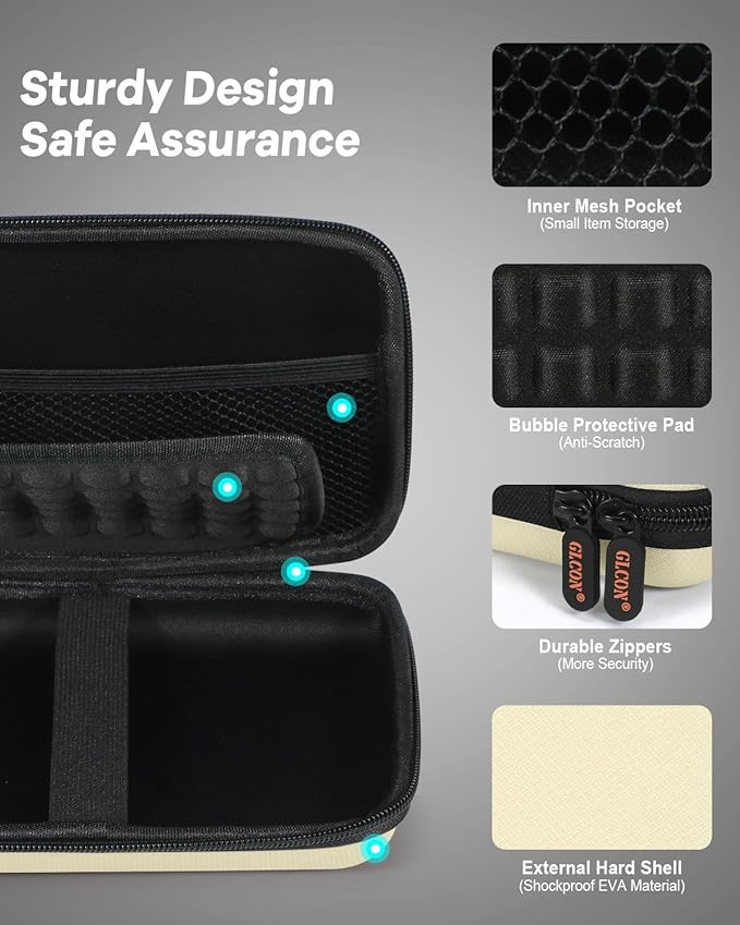 Clean-Beige Hard Shell Case for Electronic Accessories Organizer - Large Hard Carrying Case for Power Bank, External Hard Drive, Cell Phone, Charger, Cable - Portable Protection Travel Pouch Bag