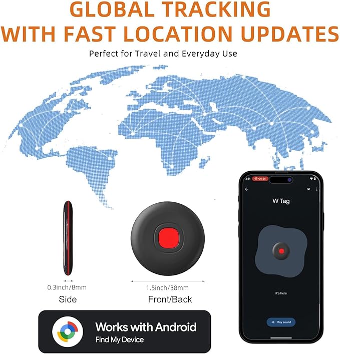 Bluetooth Smart Tags-4 Pack for Android, Smart Tags for Android, Google Certified/Works with Google Find Hub/Luggage Tracker Android, Game Changer Waterproof Bluetooth Tags for Keys,Wallets,Suitcases