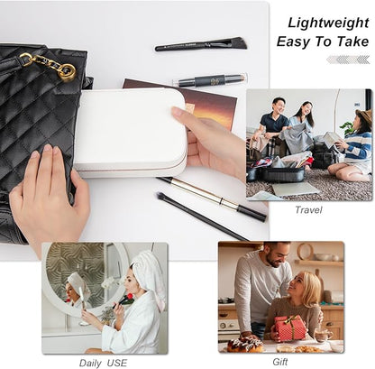 Travel Jewelry Boxes Organizer, Zippered Portable Small Travel Jewellery Boxes for Women, Earring Organizer for Rings Earrings Necklaces White