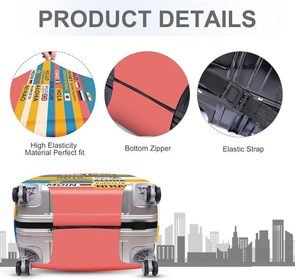 ANNA QUEEN Funny Multilingual Greetings Luggage Cover, Suitcase Protector with Hello in 15+ Languages, Stretchable, Washable Travel Cover for 32-34 Inch Luggage