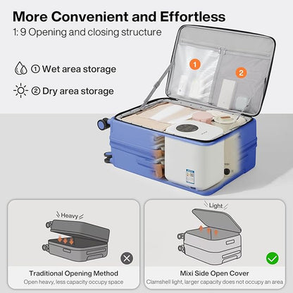 mixi 20 Inch Expandable Carry On Luggage PC Hard Shell Suitcase Top Opening Rolling Travel Suitcases with Spinner Wheels & TSA Lock, Dreamy Purple