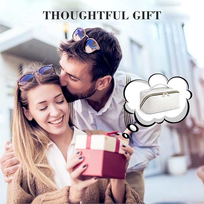 Personalized Initial Makeup Bag,Christmas Gifts for Girl,Preppy Bag Cosmetic Travel Bag Women,Travel Toiletry Organizer,Large Capacity Corduroy Stuff Bag,Cute Cosmetic Pouch Skincare Bag-LEO