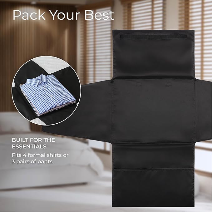 Briggs & Riley Garment Folder - Travel Essentials for Men & Women, Shirts, Pants, & Clothes Carrier, Wrinkle Reducing, Includes Folding Board - Travel Essentials, Black