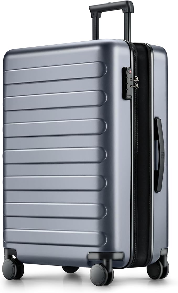 NINETYGO Large Checked Luggage 28 Inch, Checking In Luggage with Smooth Spinner Wheels, Expandable, Hard Shell PC Suitcase, Lightweight Travel Luggage, TSA Approved (Grey, Rhine Max)