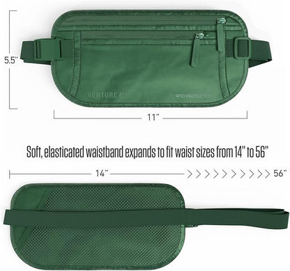 Travel Money Belt, RFID Blocking for Men & Women - Ideal for Keeping Your Cash, Credit Card, Passport, Phone Safe When Traveling (Sleek Army Green)