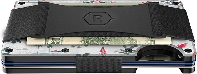 Ridge Wallet for Men - Slim Minimalist Compact Wallet and Card Holder, RFID Protected Front Pocket Wallets for Men with Integrated Cash Strap (Aloha)