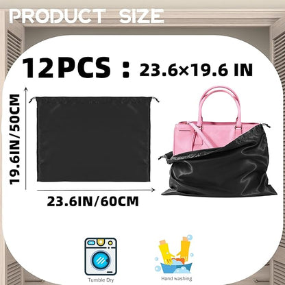 12 Pack Dust Bags For Handbags Travel Storage Pouch, Purse Dust Bags For Storage, Silk Dust Covers With Drawstring For Purse Shoes Boots