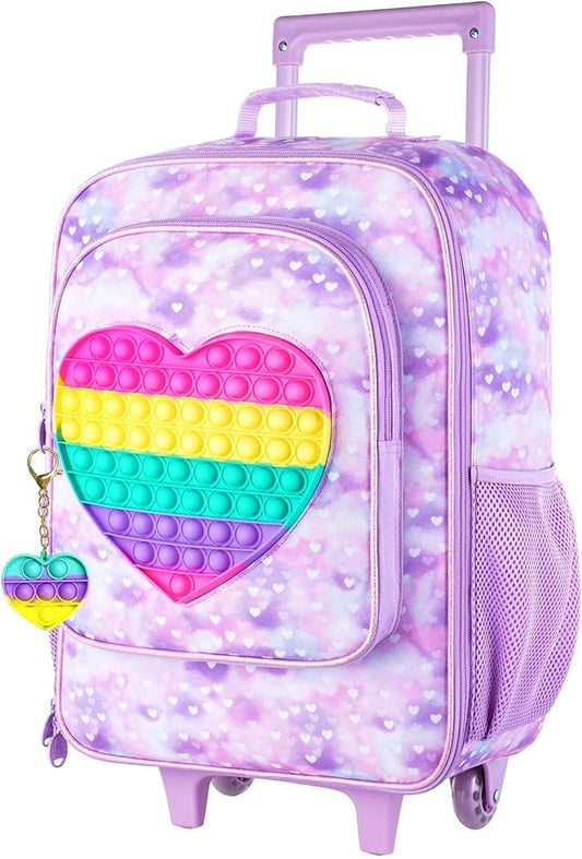 Kids Luggage for girls, Cute Kid Rolling Wheels Suitcase for Children Toddler
