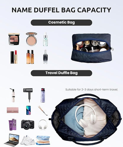 Bags for Women College Gifts-Initial Duffle Bag with Shoe Compartment, Weekender Bag, Monogram Overnight Bag, Letter Travel Bag with Makeup Bag, Bachelorette Gifts for Bride (Letter Q)