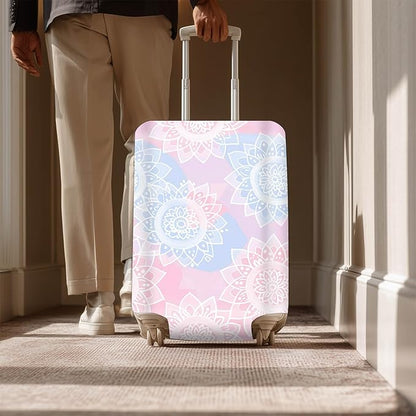Pink Blue Mandala Luggage Cover Travel Essentials Suitcase Protector Washable Anti Scratch Protective Sleeve Baggage Wrap Fits 22-24 Inch Suitcase Covers Luggage Skins Travel Accessories