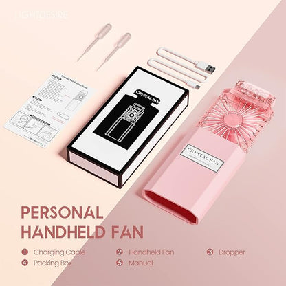 LIGHTDESIRE Handheld Mini Personal Fan with Fragrance Discs, Quiet Retractable, Cooling Portable Rechargeable 3 Speeds Mode Lady Small Fan for Desk Travel Makeup(Pink),Best Gifts for Women