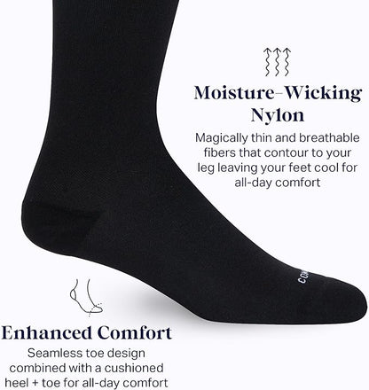 Comrad Nylon Knee High Socks - 15-20mmHg Graduated Compression Socks - Soft & Breathable Support Unisex Socks
