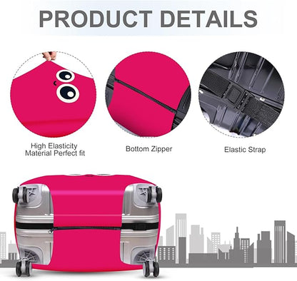 ANNA QUEEN Cute Smiley Face Luggage Cover, Pink Cartoon Suitcase Protector with Big Eyes Design, Stretchable, Washable Travel Cover for 24-26 Inch Luggage