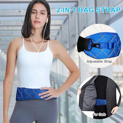 2 in 1 Anti-theft Bag Shoulder Strap with Pockets, 54 inch Travel Belt Ultra-Wide and Thick, Comfort and Stylish
