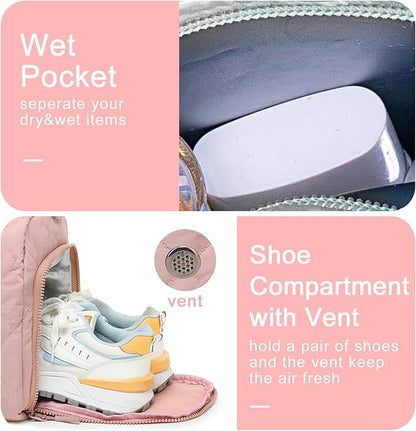 BLUBOON Duffle Bag Girls Kids Cute Gym Bag with Shoes Compartment & Wet Separation Waterproof Sports Overnight Travel Bag