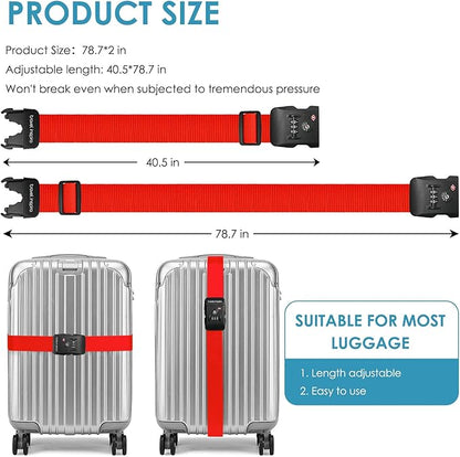 Travel Inspira Luggage Straps for Suitcases with TSA Lock, Protect Your Luggage Anti-Burst, High Visibility Color, Easy to Identify Luggage Adjustable Heavy Duty Belt for 20-32 Inch Suitcases