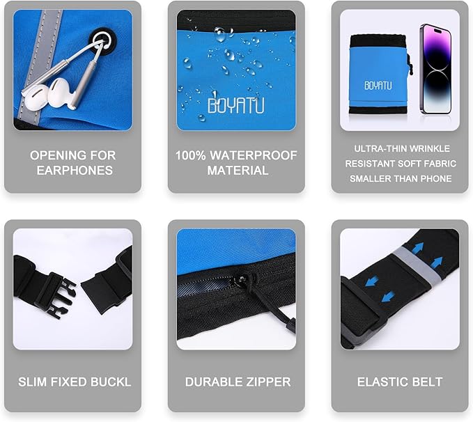 Running Belt Waist Fanny Pack: Slim Phone Holder Workout Pouch for Walking JoggingBlue