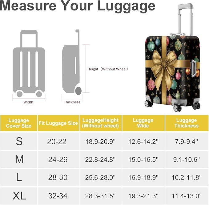 FOREVER QUEEN Christmas ball Luggage Cover Suitcase Protector Suitcase Cover Anti-Scratch,Stretchable Bag Cover Washable Durable Polyester