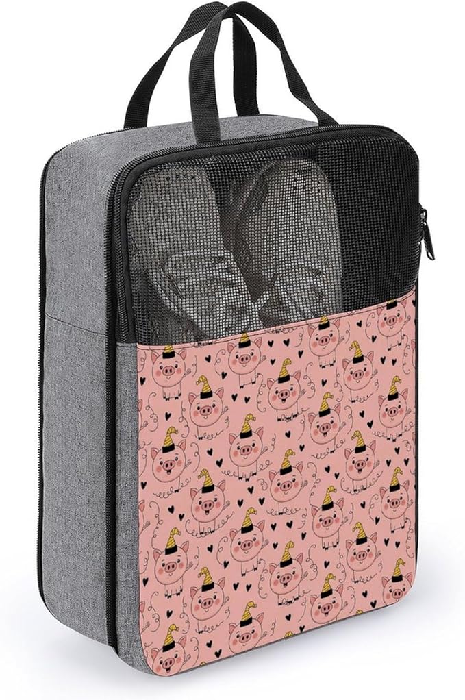 Golf Shoe Dust Bags for Man and Women Cute Pink Pig Travel Shoe Bag Holds 1 Pair of Shoes Portable Sneaker Bags