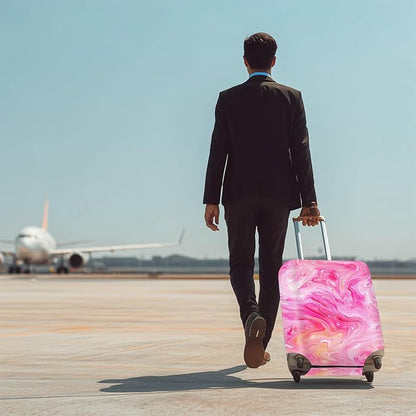 Pink Marble Luggage Cover Suitcase Protector Washable Anti Scratch Protective Sleeve Travel Accessories Baggage Wrap Fits 22-24 Inch Suitcase Covers and Luggage Skins for Travel Essentials