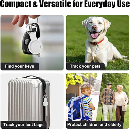 2 Pack Item Finder Works with Apple Find My (iOS Only), Bluetooth Tracker with Keychain & Case, Luggage Locator, Tracking Tags, Anti-Lost Device for Keys, Wallets, Bags, Pets (2 Pack-White)