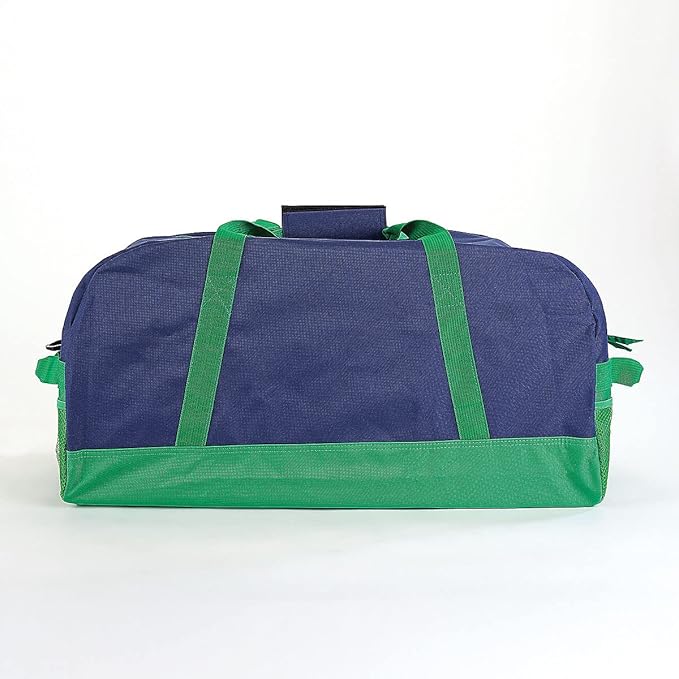 Lillian Vernon Navy and Green Personalized Medium Duffel Bag for Kids - Sports and Activities, Luggage, 11" x 12" x 23"W