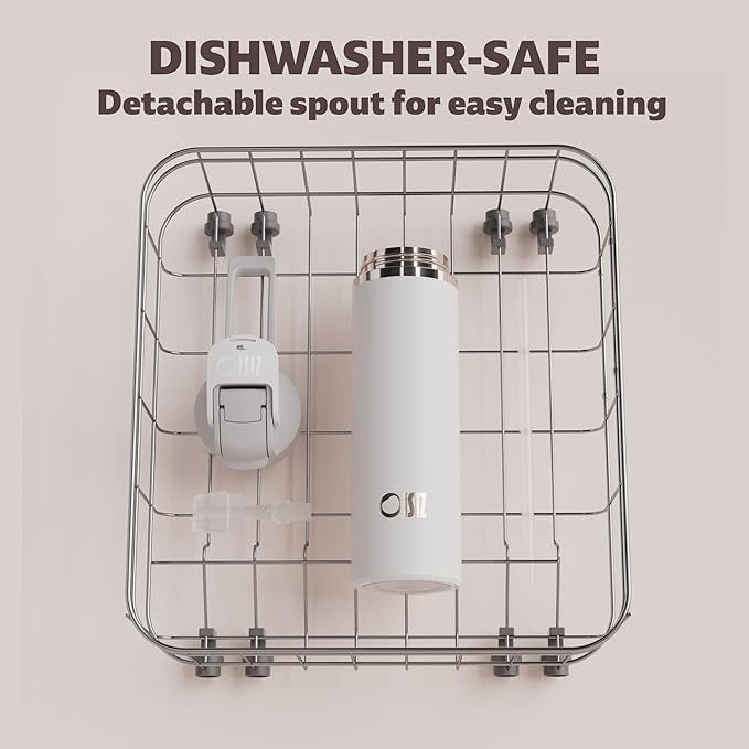 OISIZ Insulated Water Bottle 24 oz with 2 in 1 Spout and Straw Lid,One Click Safety Lock,100% Leakproof,Keep Cold 24H,Vacuum Stainless Steel Water Bottle for School,Travel and Sports,Dishwasher Safe