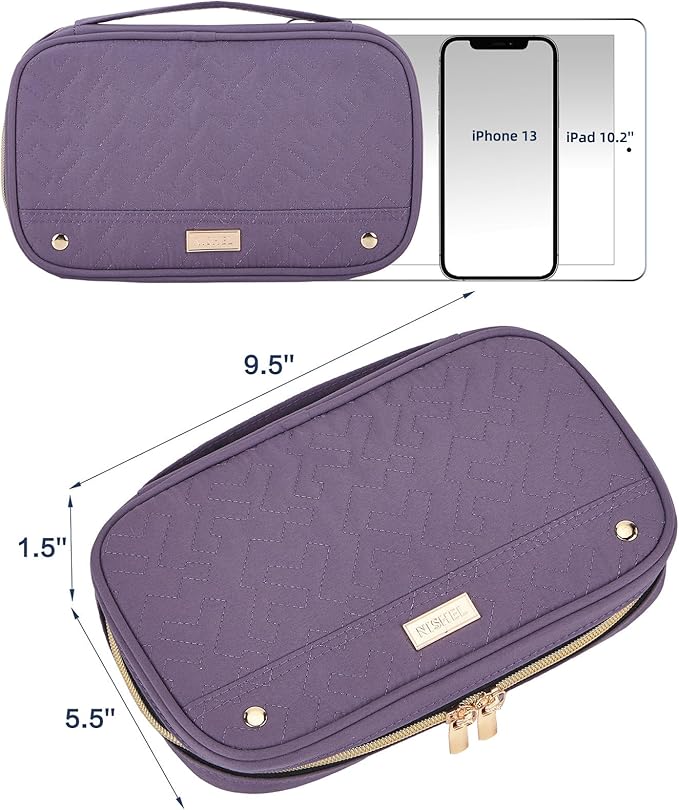 NISHEL Travel Jewelry Case, Holiday Organizer for Necklaces, Earrings, Rings, Bracelets, Watch, Purple