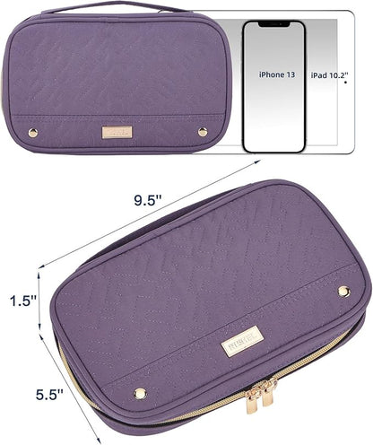 NISHEL Travel Jewelry Case, Holiday Organizer for Necklaces, Earrings, Rings, Bracelets, Watch, Purple