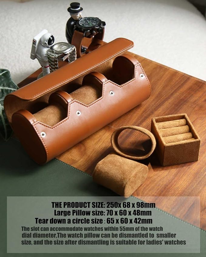 PU Leather Watch and Cufflink Travel Case - 2 Watch and Cufflink Organizer Set, Portable Storage Box for Men Gift