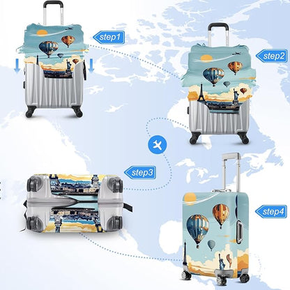 ANNA QUEEN Travel Luggage Cover Suitcase Protector Suitcase Cover Anti-Scratch,Stretchable Bag Cover Washable Durable Polyester with Elastic Hem with Zipper Closure