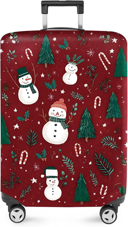 FOREVER QUEEN Snowman - Christmas Tree Luggage Cover Suitcase Protector Suitcase Cover Anti-Scratch,Stretchable Bag Cover Washable Durable Polyester