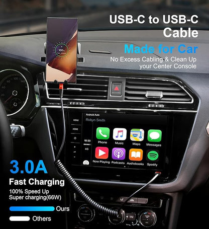 KIYODA USB C to USB C Cable 6ft, 2Pack Coiled USBC Charger Cable for Car, Type C Fast Charging Compatible with iPhone 17/16/15/Plus/Pro/Pro Max/MacBook Pro 2020/iPad Pro 2020/Samsung Galaxy S23-Red