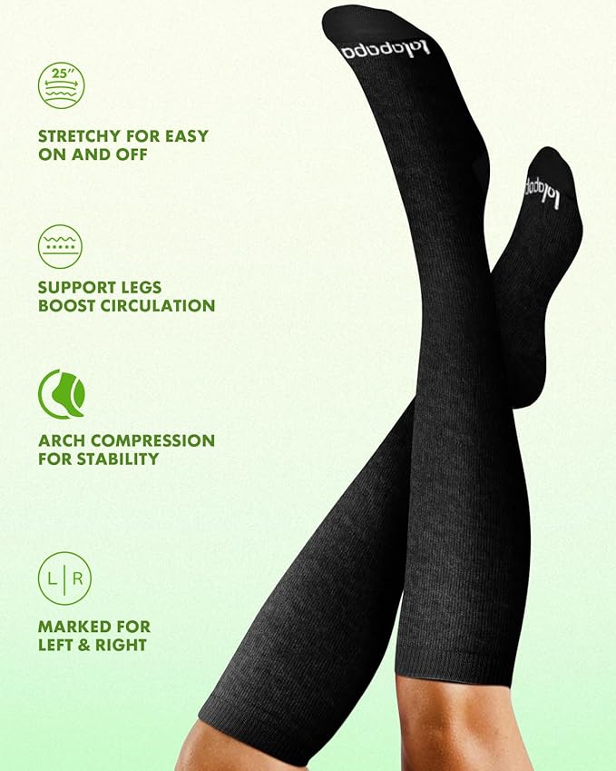 Bamboo Viscose Compression Socks for Women Men 2 Pairs 15-20mmHg Knee High Compression Socks Travel Nurse