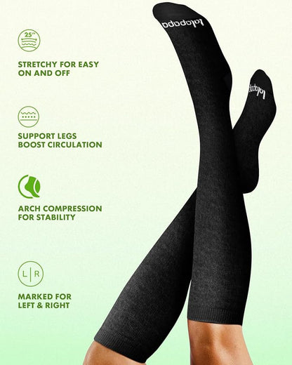 Bamboo Viscose Compression Socks for Women Men 2 Pairs 15-20mmHg Knee High Compression Socks Travel Nurse