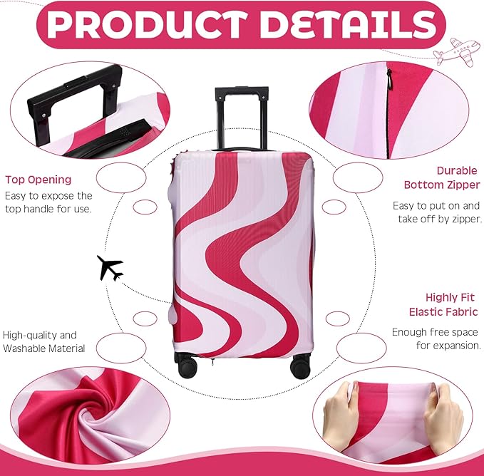 Sherr 3 Pieces Travel Luggage Cover Suitcase Protector Anti Scratch Suitcase Washable Baggage Covers (S/medium/l,Pink Theme,Pink)