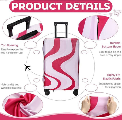 Sherr 3 Pieces Travel Luggage Cover Suitcase Protector Anti Scratch Suitcase Washable Baggage Covers (S/medium/l,Pink Theme,Pink)