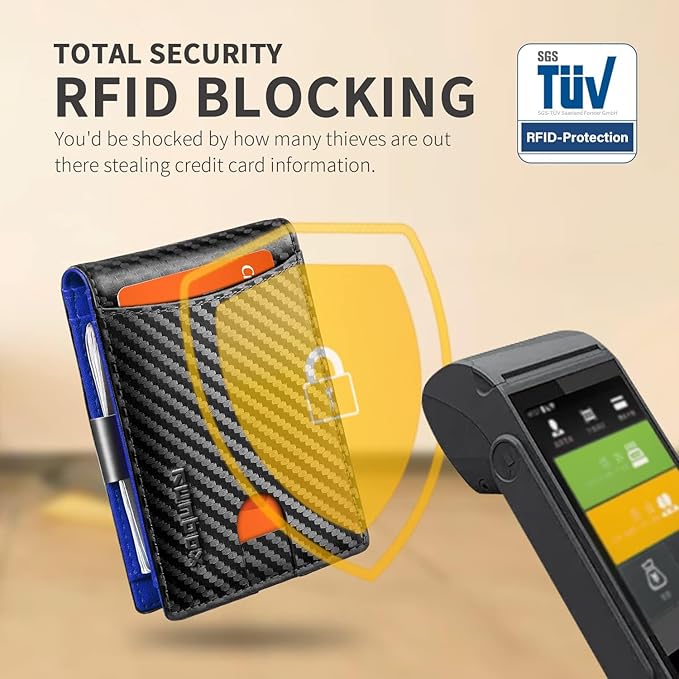 RUNBOX Money Clip Slim Wallets for Men RFID Blocking 11 Card Holder Minimalist Small Leather Bifold Men's Front Pocket Wallet Gift Box