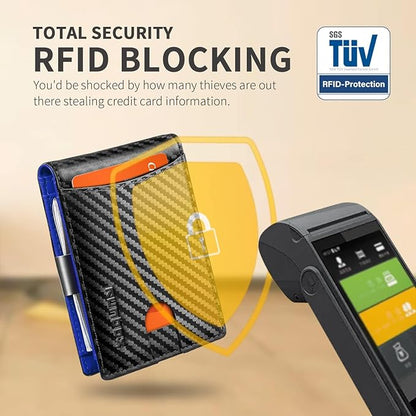 RUNBOX Money Clip Slim Wallets for Men RFID Blocking 11 Card Holder Minimalist Small Leather Bifold Men's Front Pocket Wallet Gift Box