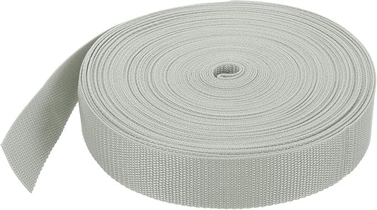 MECCANIXITY Lightweight Polypropylene Webbing Strap 1 1/2" 25 Yard Backpack Strapping Band Pale Grey for Outdoor Luggage Cargo Straps