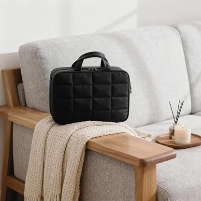 Travel Toiletry Bag for Women,Portable Hanging Travel Bag Cosmetic Jewelry Organizer,Makeup Bag for Toiletries,Full Sized Shampoo,Conditioner,Black