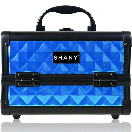 SHANY Chic Makeup Train Case Cosmetic Box Portable Makeup Case Cosmetics Beauty Organizer Jewelry storage with Locks, Multi trays Makeup Storage Box with Makeup Mirror - Peacock Blue