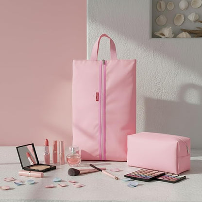 6pcs Portable Shoe Organizer, Travel Pouches with Zipper, Golf Shoe Bags, Clothes Bags, Soccer Cleats Bag Shoe Pouch for Gym, Waterproof, Odor-Resistant (Pink)