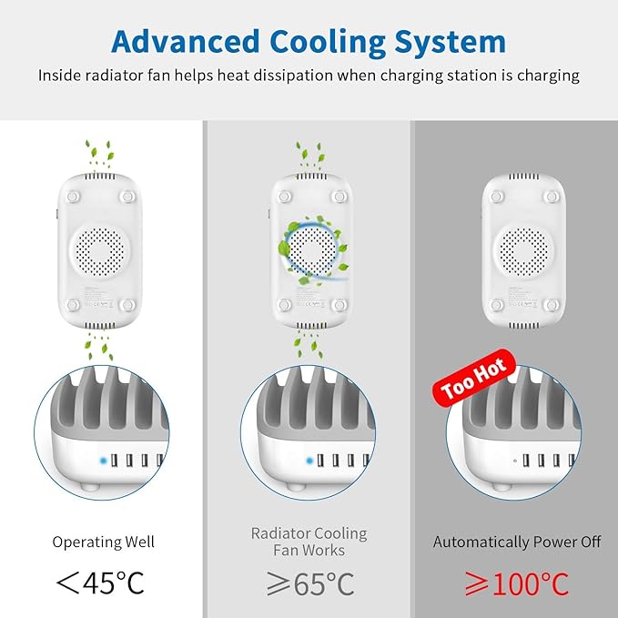 ORICO USB Charging Station, 120W Charging Docking Organizer for Multiple Devices, 10-Ports USB Charging Station Compatible with iPad, iPhone, Tablet, Kindle and Cell Phones (Cables not Included)