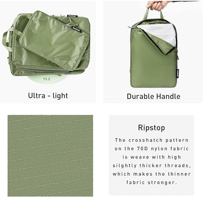 Bagail Ultralight Compression Cubes 7 Set - 3 Packing Cubes, 3 Organizers, and 1 Shoe Bag